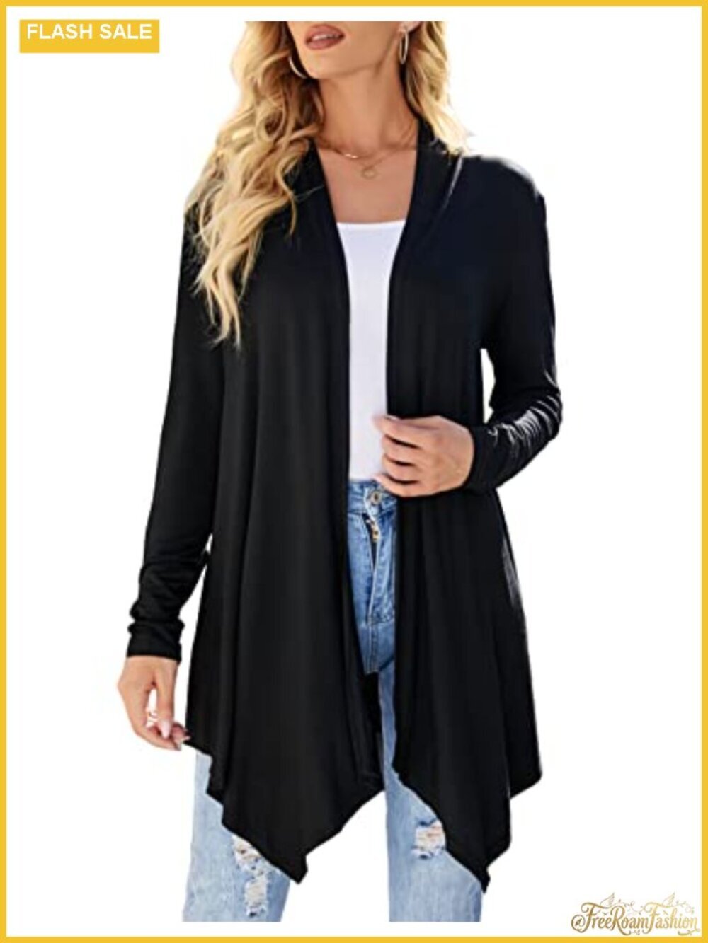 Uvog Women's Lightweight Open Front Long Sleeve Cardigan Duster Sweater